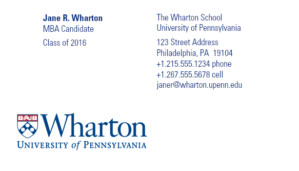 student academic card cards wharton upenn correspondence example layout