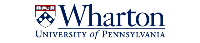 Logo of the Wharton School at the University of Pennsylvania, featuring a heraldic shield and the words "Wharton University of Pennsylvania."