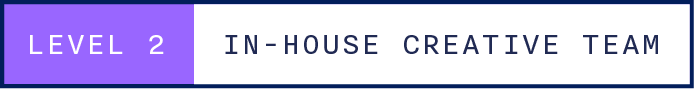 Website_Assets_Visual-System_2 The image features a label with a purple strip on the left that reads "LEVEL 2" and "IN-HOUSE CREATIVE TEAM" on a white background.